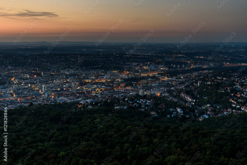 Stuttgart City at night in the summer - Travel Destinations in Germany Stuttgart City at night in the summer - Travel Destinations in Germany