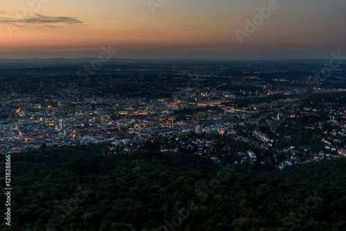 Stuttgart City at night in the summer - Travel Destinations in Germany