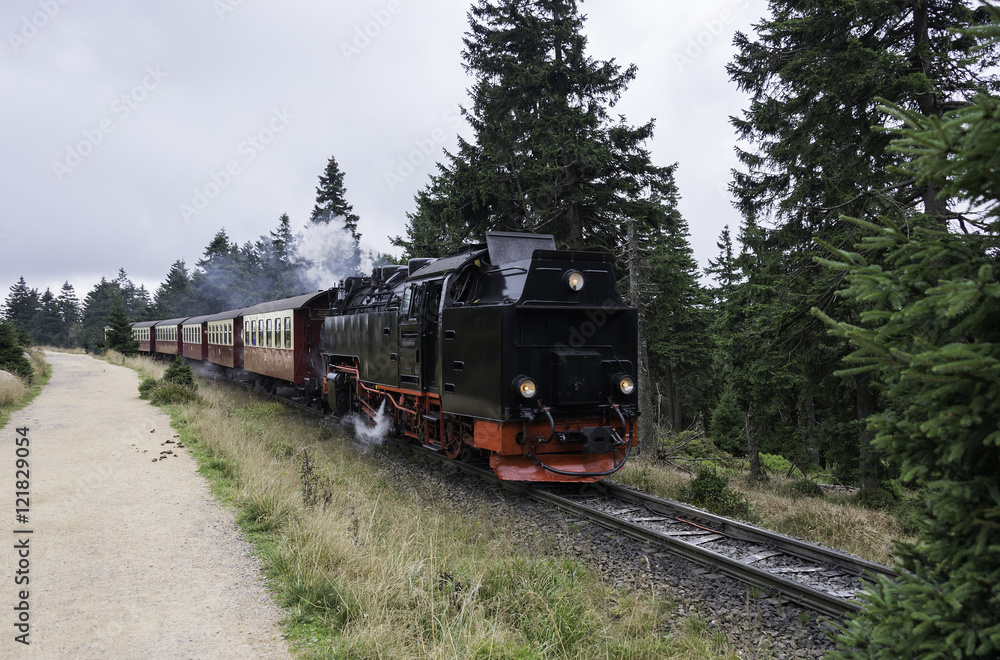 Naklejka premium steam train from brocken station im Harz