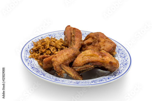 Chicken fried with onion fried, famous food from HatYai, Songkhl