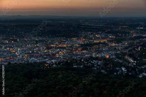 Stuttgart City at night in the summer - Travel Destinations in Germany