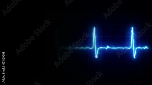 EKG Blue Heart Line Loop Footage