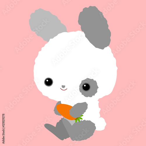 Cute baby bunny with a carrot. Children's character. Rabbit.