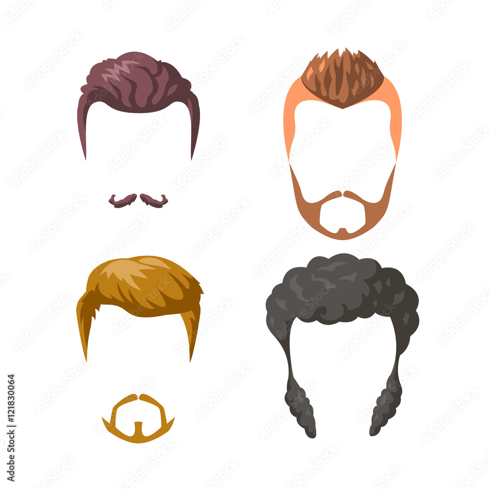 Beards, mustaches and hairstyles set. Beards, mustaches and hairstyles set.