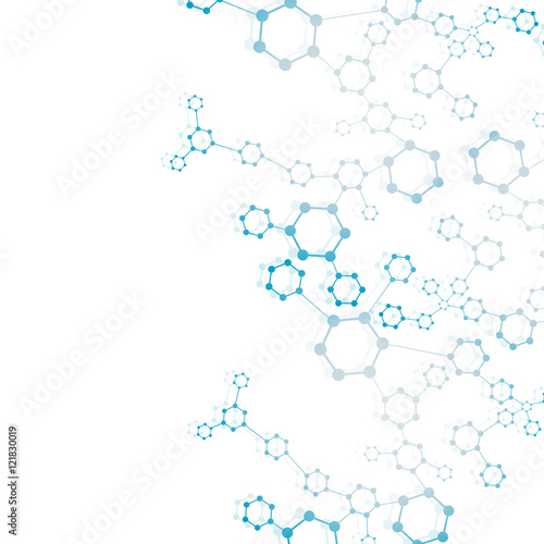 Structure molecule and communication Dna, atom, neurons. Science concept for your design. Connected lines with dots. Medical, technology, chemistry, science background. Vector illustration.