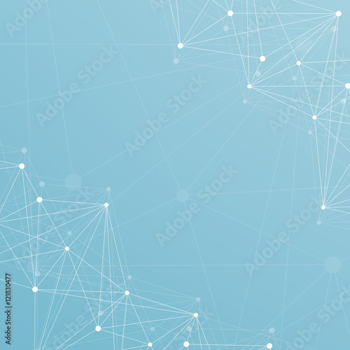 Structure molecule and communication Dna, atom, neurons. Science concept for your design. Connected lines with dots. Medical, technology, chemistry, science background. Vector illustration.