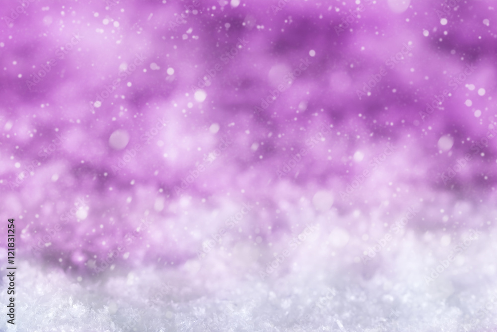Pink Christmas Background With Snow, Snwoflakes
