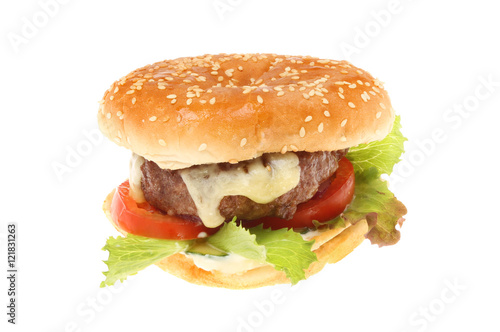 Cheeseburger with salad