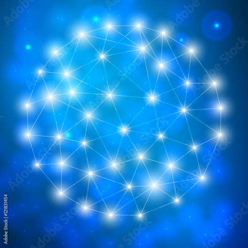 Structure molecule and communication Dna, atom, neurons. Science concept for your design. Connected lines with dots. Medical, technology, chemistry, science background. Vector illustration.