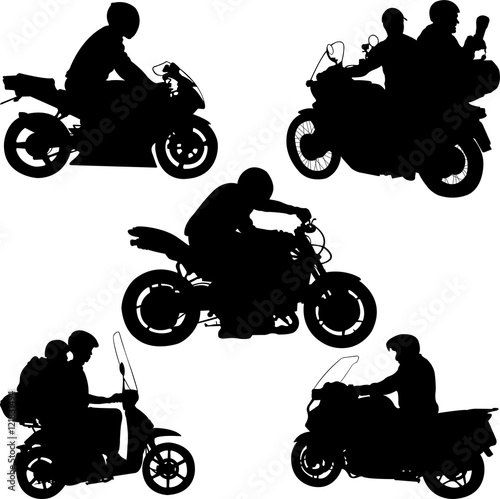 motorcyclists silhouettes - vector