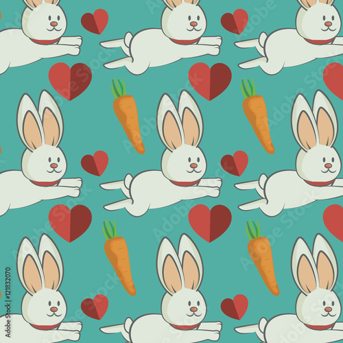 cute rabbit animal and orange carrot vegetable. bunny background. colorful design. vector illustration