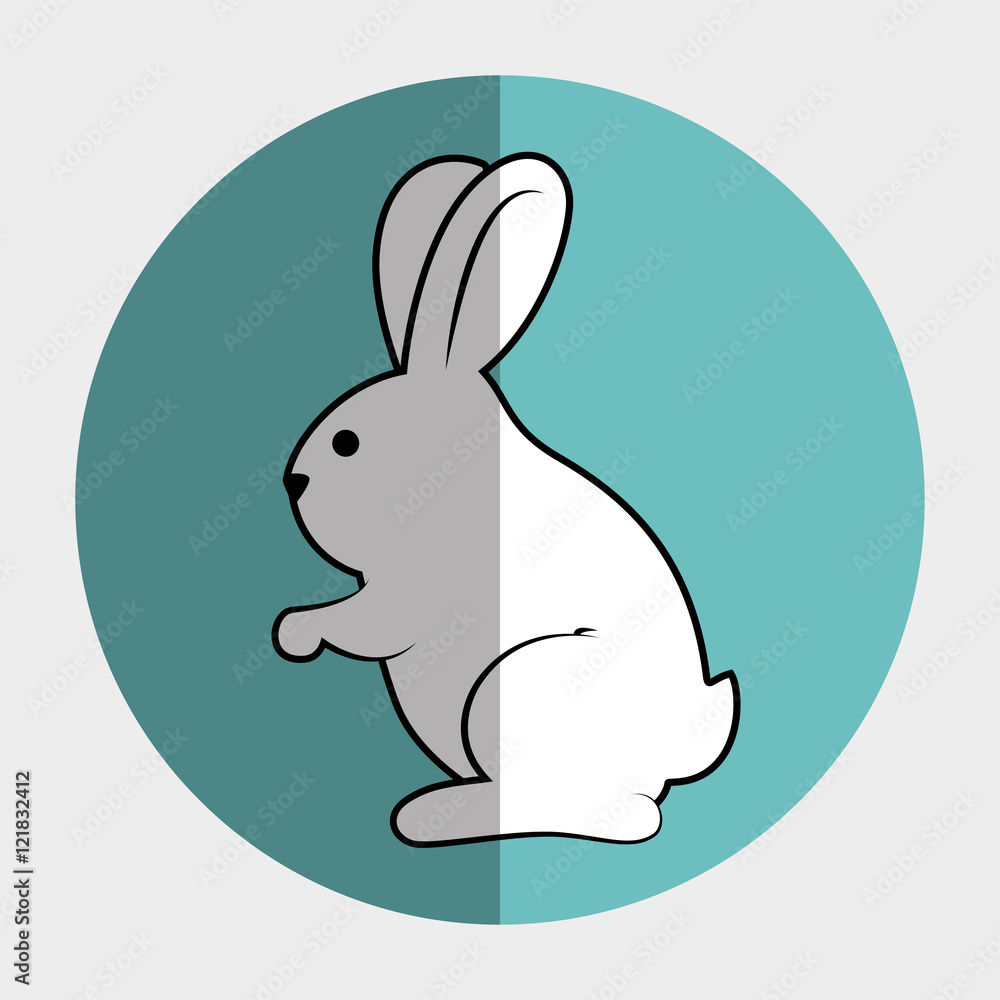 Obraz premium cute rabbit shape animal. bunny cartoon over colorful circle. vector illustration