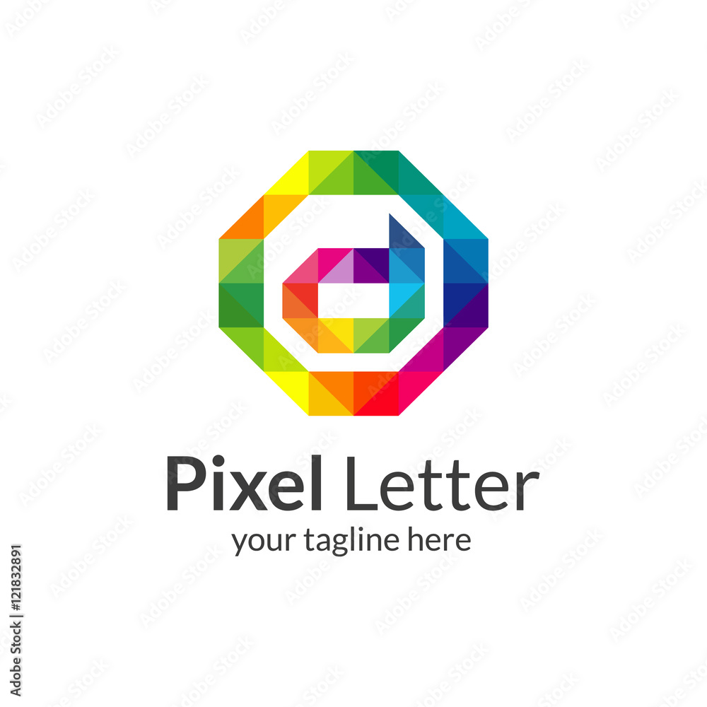 Pixel D letter logo. D logo template Pixel D letter logo. D logo template