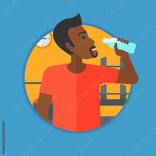 Sportive man drinking water vector illustration.