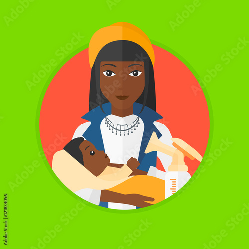 Mother with baby and breast pump