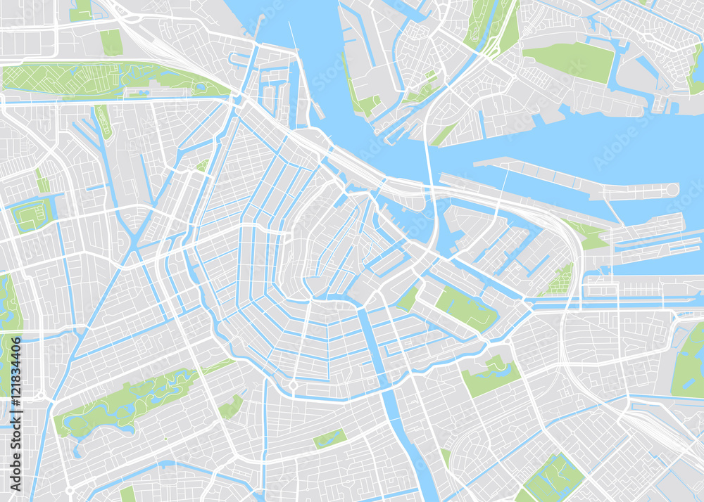 Amsterdam colored vector map