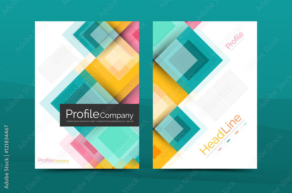 Set of front and back a4 size pages, business annual report design templates