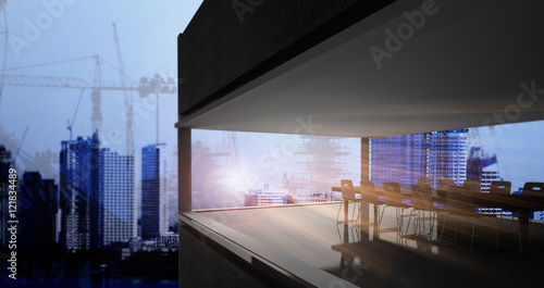 business concept of transparent meeting room / 3D Rendering