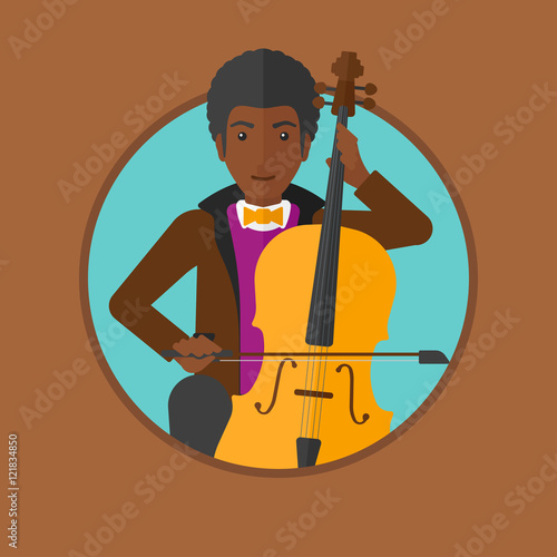 Man playing cello vector illustration.