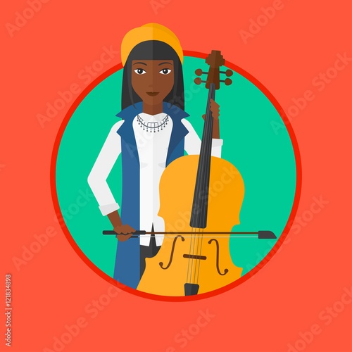 Woman playing cello vector illustration.