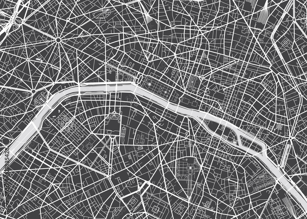 Fototapeta Vector detailed map Paris