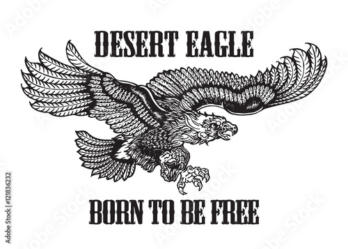 Old style eagle sport tee shirt design. Vector illustration vintage