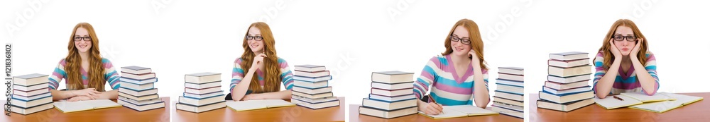 Young student with books isolated on white Young student with books isolated on white