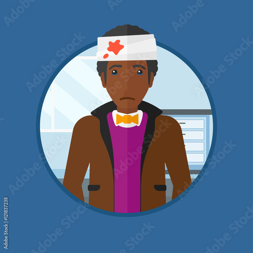 Man with injured head vector illustration.