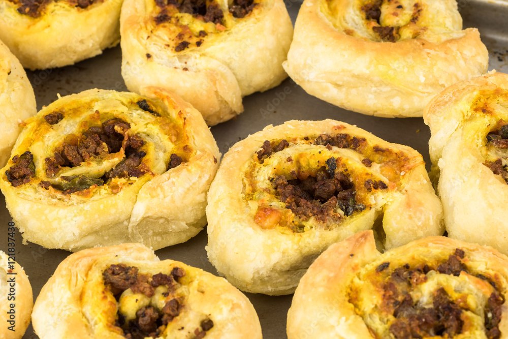 Fresh baked homemade beef pumpkin pinwheels. Fresh baked homemade beef pumpkin pinwheels.