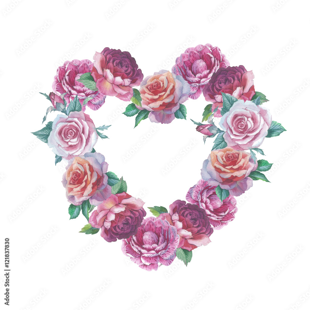 Wildflower rose flower wreath in a watercolor style isolated. Full name of the plant: rose, platyrhodon, rosa. Aquarelle flower could be used for background, texture, pattern, frame or border.