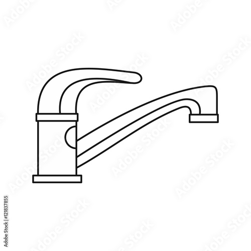 Water tap icon in outline style on a white background vector illustration