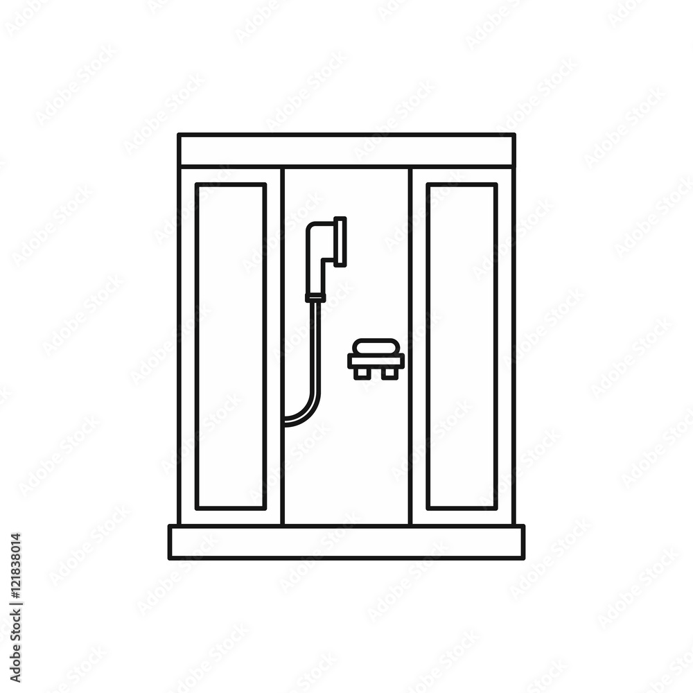 Shower cabin icon in outline style on a white background vector illustration Shower cabin icon in outline style on a white background vector illustration