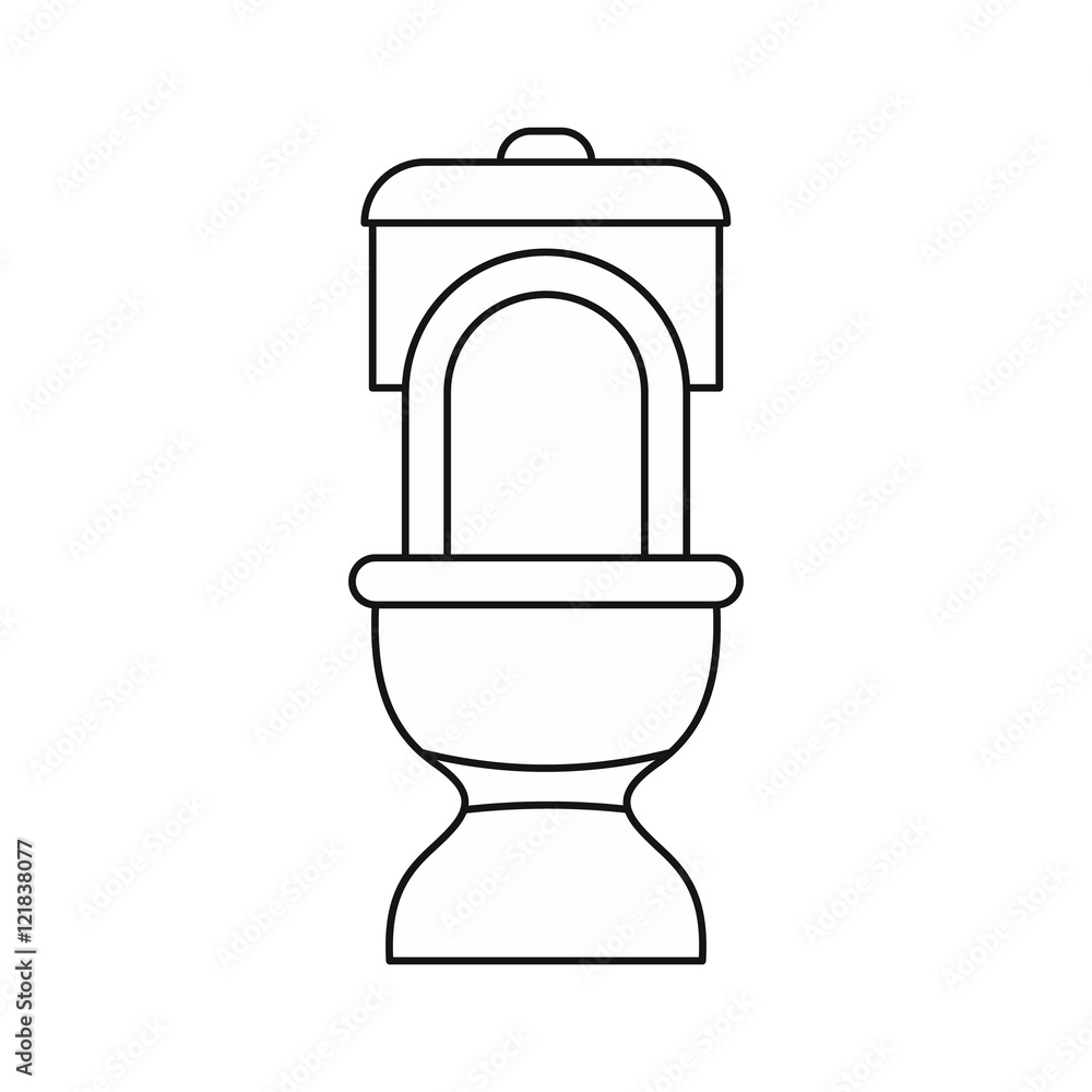 Toilet bowl icon in outline style on a white background vector illustration Toilet bowl icon in outline style on a white background vector illustration
