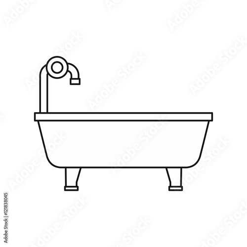 Bathtub icon in outline style on a white background vector illustration