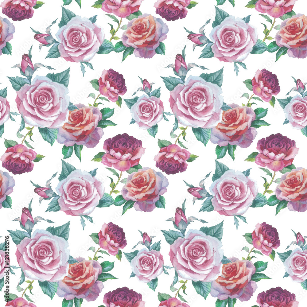 Wildflower rose flower pattern in a watercolor style isolated. Full name of the plant: rose, platyrhodon, rosa. Aquarelle flower could be used for background, texture, pattern, frame or border.