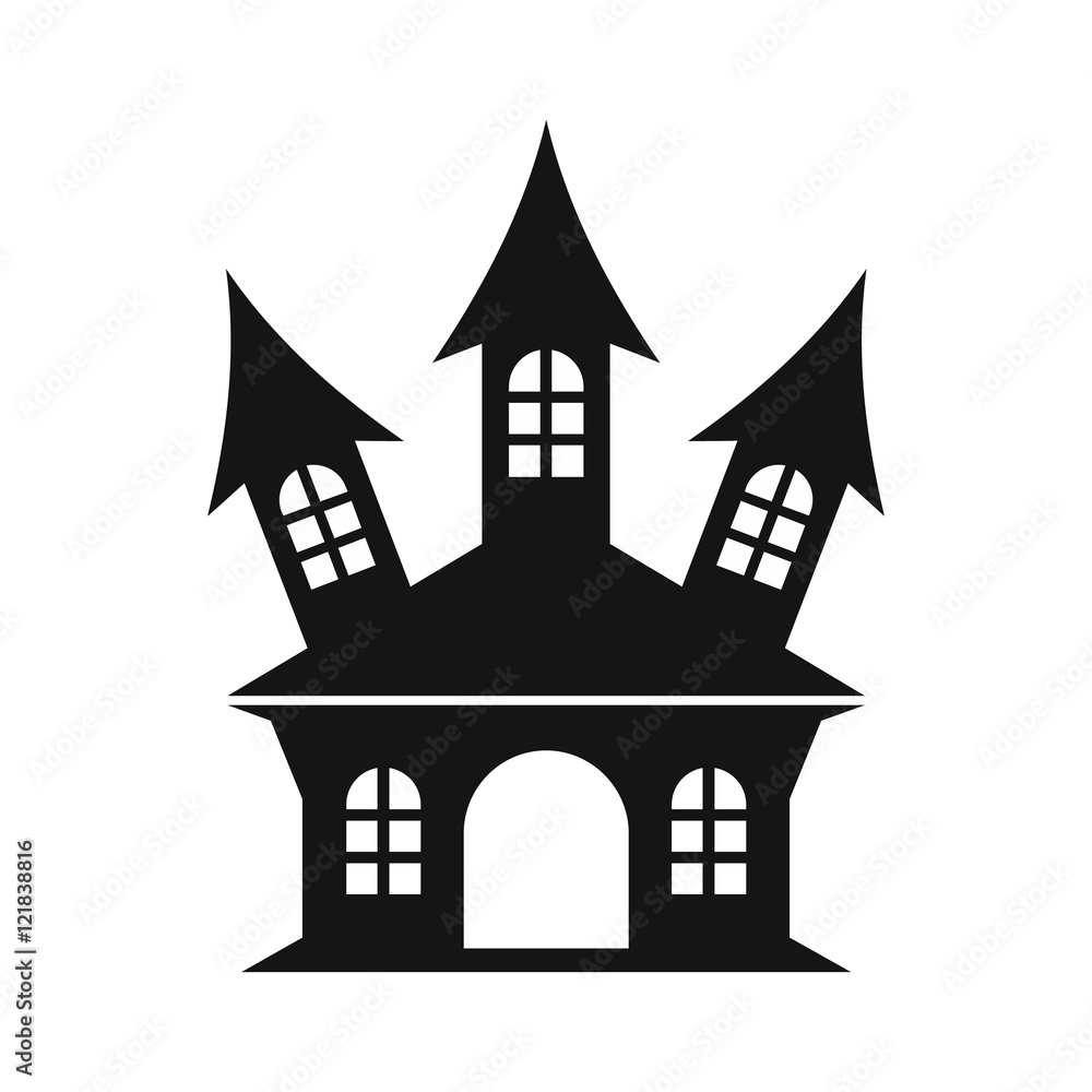 Halloween or witch castle icon in simple style on a white background vector illustration