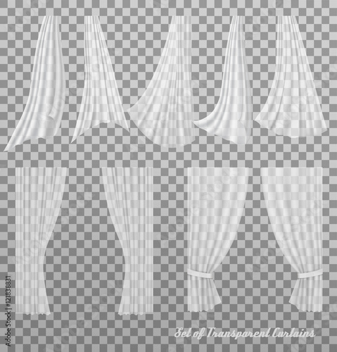 Big collection of transparent curtains. Vector