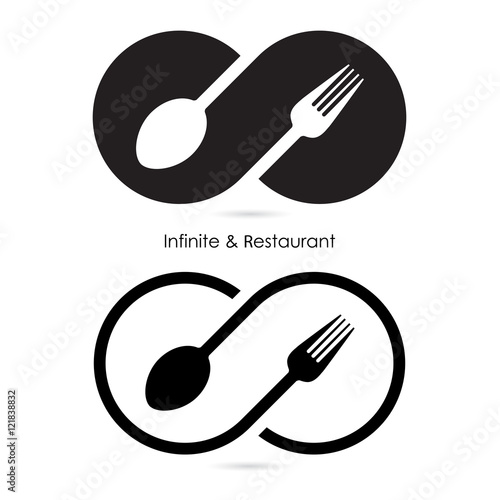 Infinity & restaurant icon.Food & infinity icon.Fork & spoon 