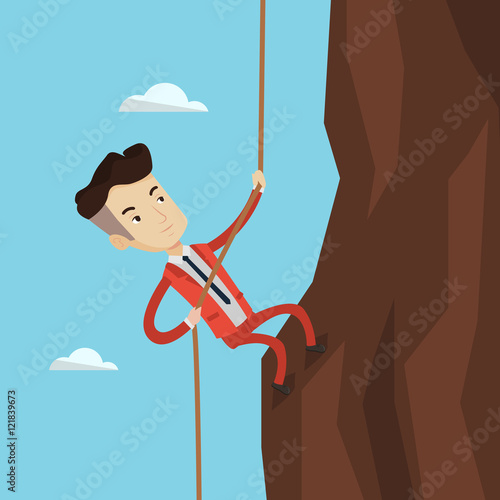 Businessman climbing on the mountain.