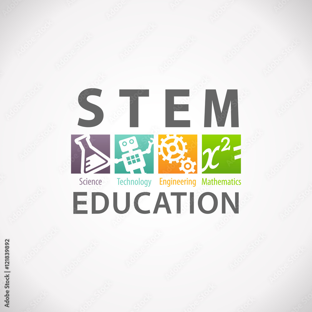 STEM Education Concept Logo. Science Technology Engineering Mathematics.