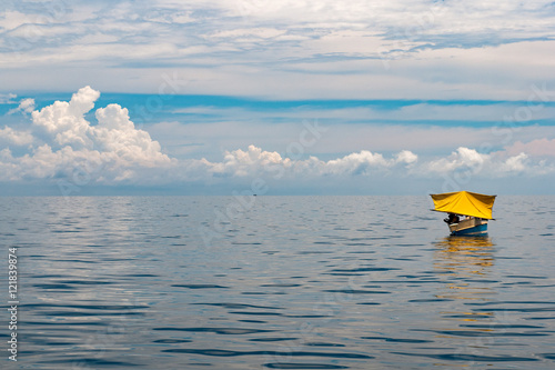 fisherman boat in borneo malaysia kapalai siamil mabul photo