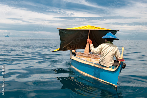 fisherman boat in borneo malaysia kapalai siamil mabul photo