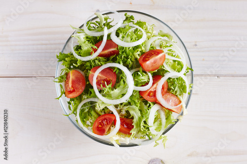 salad on a white wooden table