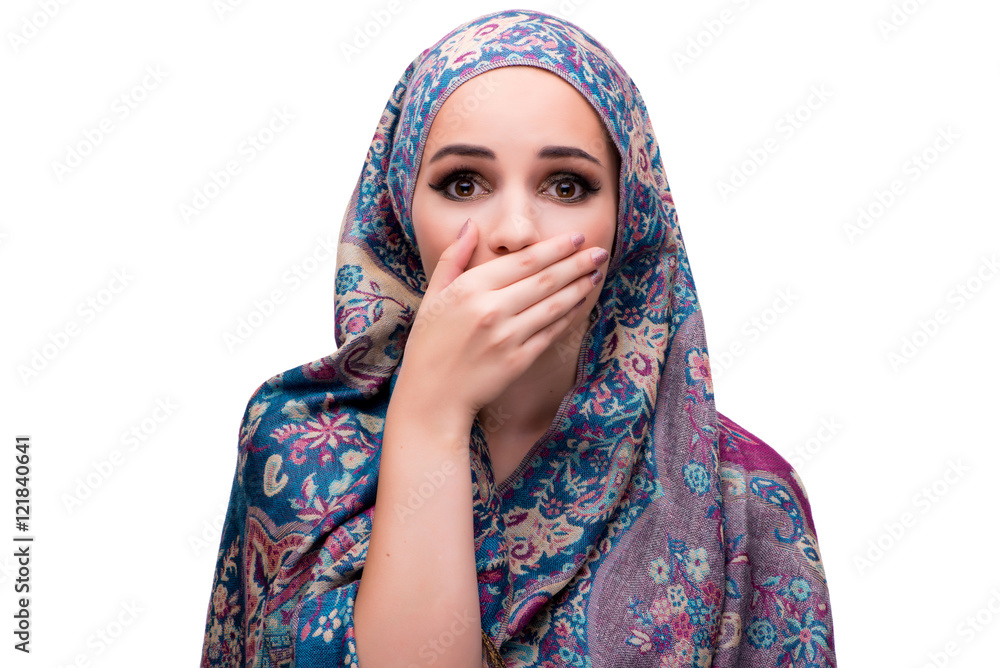 Muslim woman in fashion concept isolated on white Muslim woman in fashion concept isolated on white