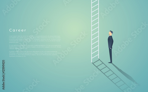 Business career ladder concept with businessman vector symbol. Corporate job promotion, progress, growth.