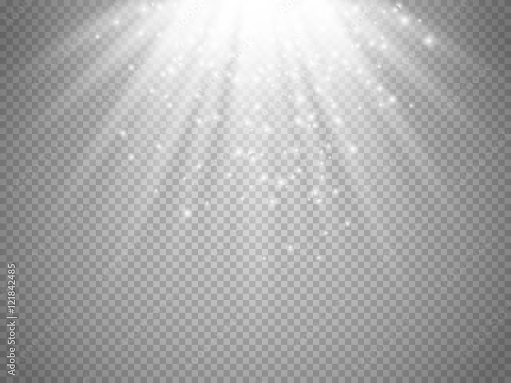 Light effect, sun rays, beams on transparent background. Vector Stock ...