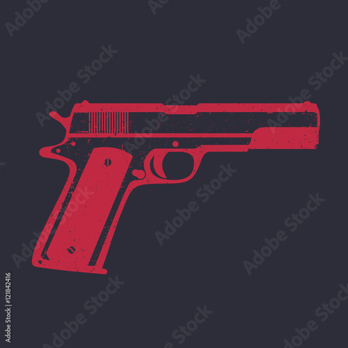 classic semi-automatic pistol, handgun on dark