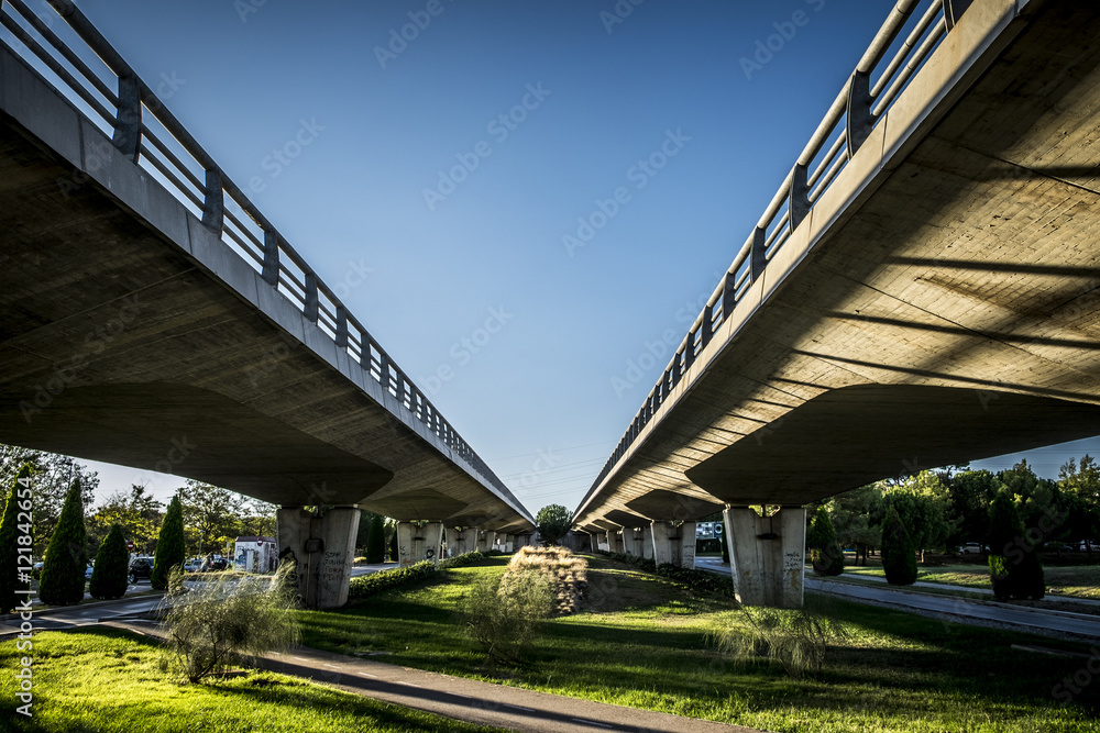 Fototapeta premium Bridge and modern street in Sant Cugat del Valles