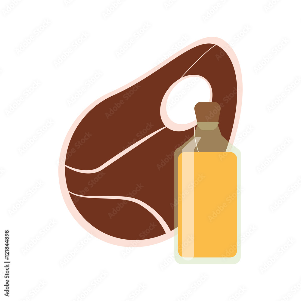 flat design beef steak and juice bottle icon vector illustration flat design beef steak and juice bottle icon vector illustration