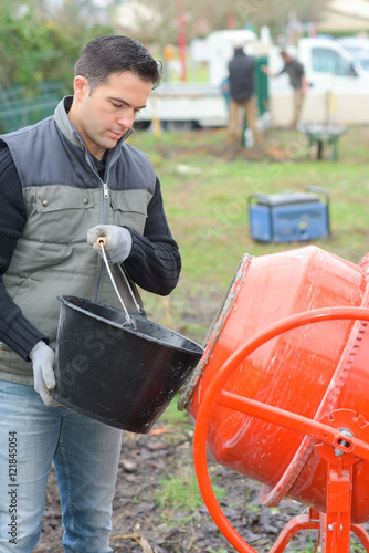 Mixing some cement
